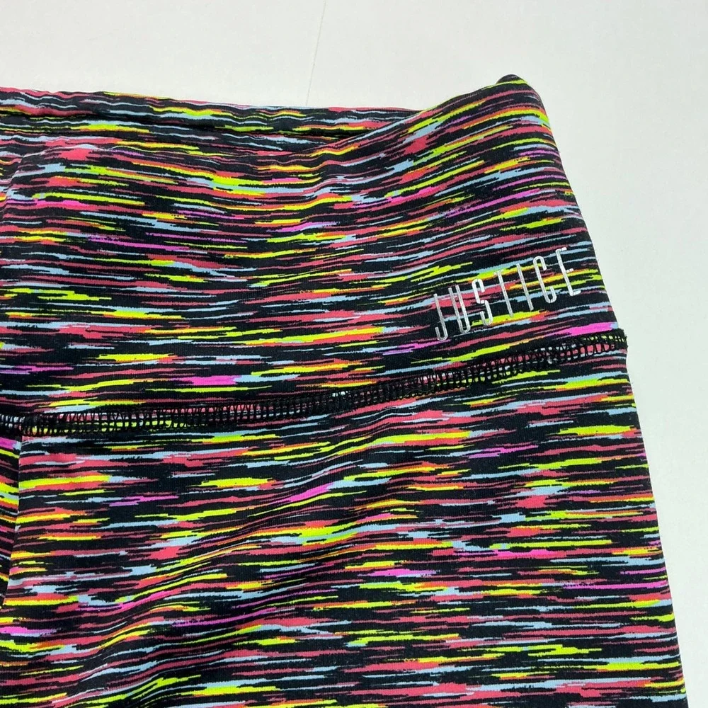 Justice Multicolor Active Leggings Kids Size 12 Space Dye Neon Striped 172044